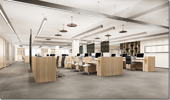3d rendering business meeting and working room on office building