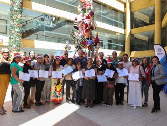 22 mujeres que dan vida a un &aacute;rbol de navidad inspirado en el arte japon&eacute;s fueron reconocidas por la Municipalidad de Antofagasta