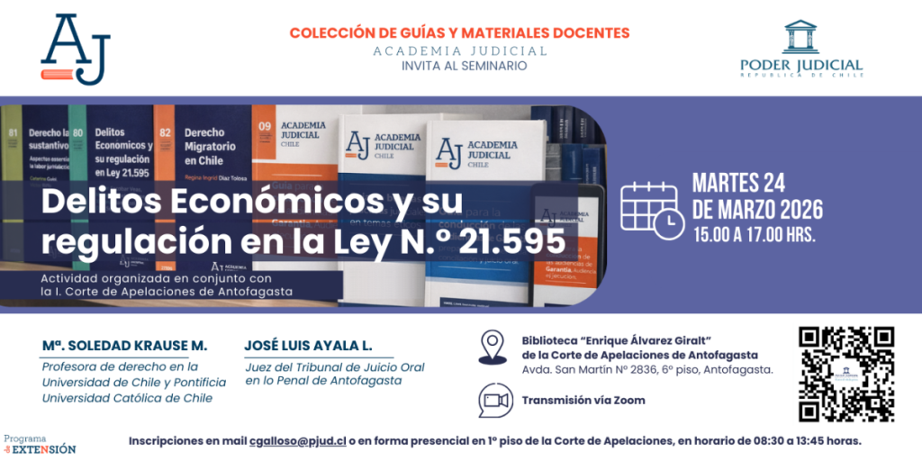 Corte de Antofagasta y Academia Judicial invitan a seminario sobre delitos económicos y nueva ley 21.595 Corte de Antofagasta y Academia Judicial invitan a seminario sobre delitos económicos y nueva ley 21.595