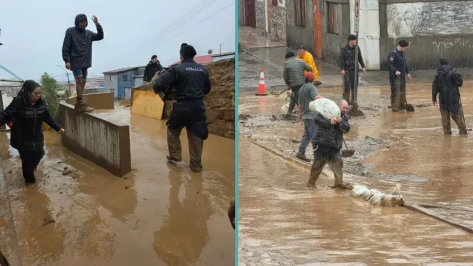 Personal de CGE trabajando en la infraestructura eléctrica durante la emergencia en Tocopilla