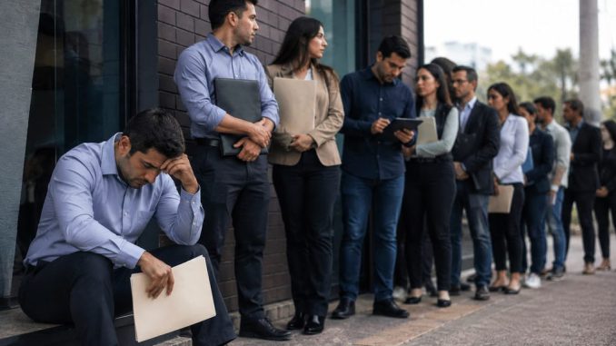 Grafica mostrando el aumento de la tasa de desocupacion en Chile frente a las dificultades de contratacion empresarial