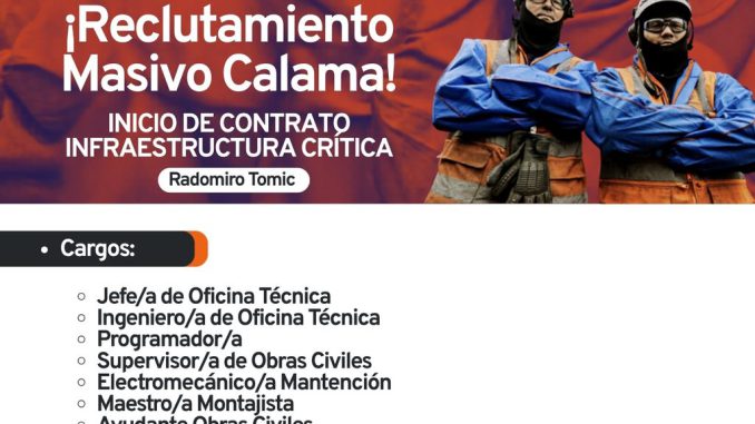 Proceso de reclutamiento masivo para trabajadores en Calama liderado por Steel
