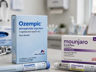 Frascos de medicamentos para la diabetes y la obesidad bajo estricto control médico