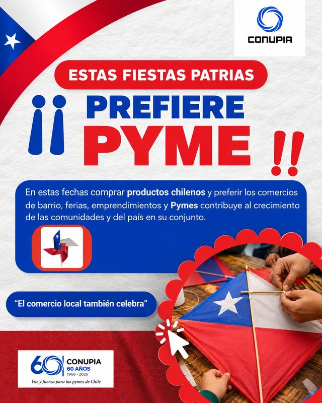 CONUPIA LANZA CAMPAÑA PARA INCENTIVAR EL CONSUMO DE PRODUCTOS NACIONALES Y APOYAR A LAS PYMES EN FIESTAS PATRIAS Artesanos y emprendedores chilenos mostrando sus productos tradicionales para Fiestas Patrias