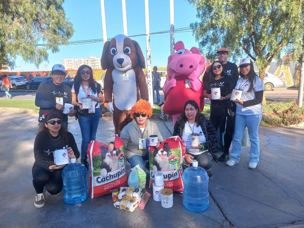 Voluntarios de Fundación Anastasia en punto de recolección de donaciones para mascotas en Mallplaza Calama