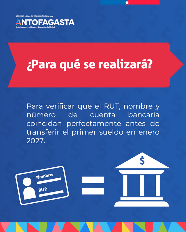 SLEP ANTOFAGASTA REALIZARÁ SIMULACIÓN DE PAGO DE $1 PARA VALIDAR DATOS BANCARIOS DE FUNCIONARIOS Funcionarios educacionales revisando datos bancarios para simulación de pago de SLEP Antofagasta