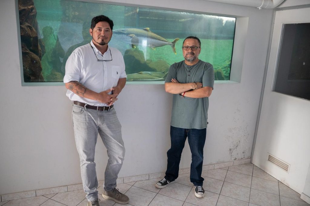UNIVERSIDAD DE ANTOFAGASTA IMPULSA PROYECTO PARA MONITOREAR LA INDUSTRIA DESALADORA Y PROTEGER EL BORDE COSTERO Investigadores de la Universidad de Antofagasta analizando muestras para monitorear el impacto de plantas desaladoras en el mar.